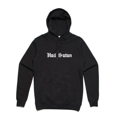 Hail Satan white - basics collection  - Stencil Unisex Hood Thumbnail