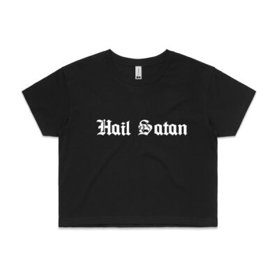 Hail Satan white - basics collection  - CROP TEE - 4062 Thumbnail